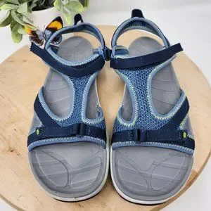L.L. Bean Navy and Light Blue Strappy Sandals L.L. Bean | Shoes | Ll Bean Strap Sandal Blue Comfort Womens  main image 3
